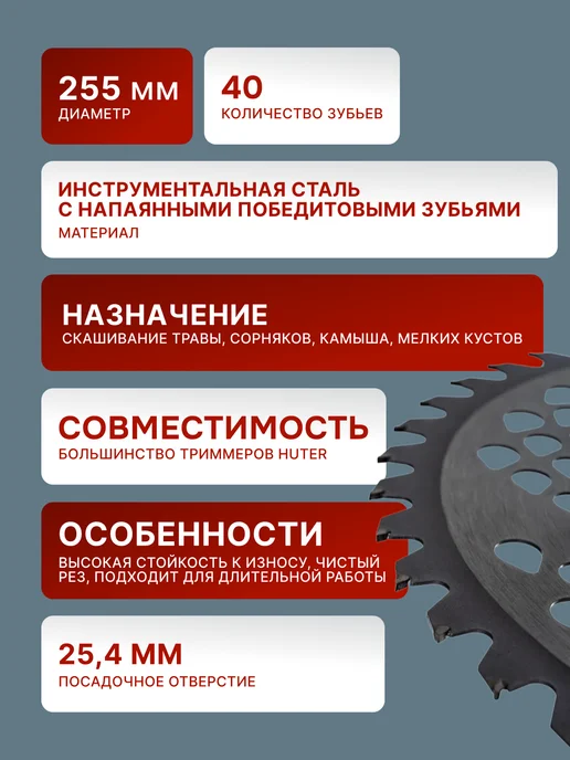 Диск для триммера GTD-40TP 255 мм — фото 2