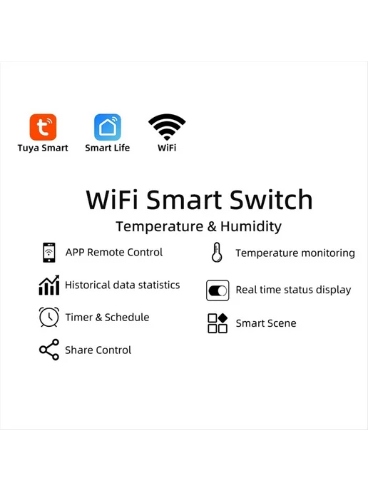无品牌 Умный WiFi датчик-переключатель с функцией рисования, с темп…, вариант, фото 5