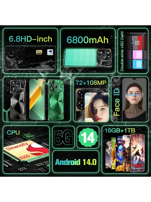 Смартфон TECHAURA Tecno 16 / 1024gb 512 ГБ, зеленый, фото 4