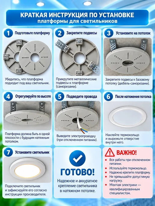 Лик23 Платформа закладная под люстру для натяжных потолков 2 шт, 2 шт, фото 3