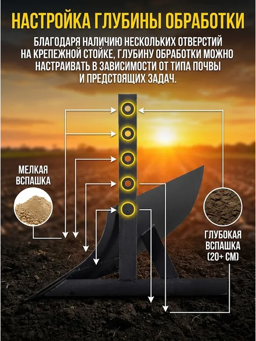 Плуг для мотоблока и культиватора универсальный 220 мм — фото 4