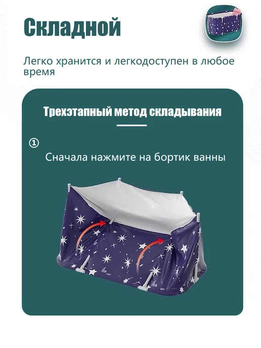 Большая складная ванна для купания детей и взрослых, розовый, фото 7