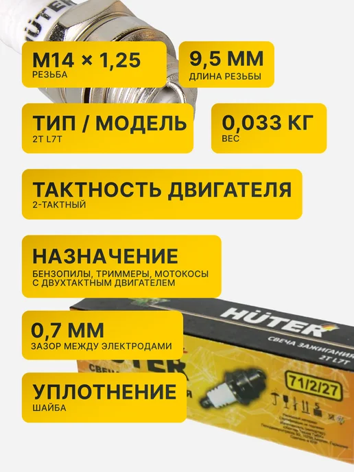 Свеча зажигания для 2-х тактных двигателей 2T L7T — фото 2