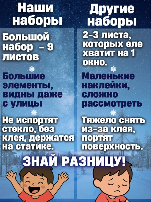 winter miracle Новогодние наклейки на окна многоразовые двусторонние 2027, белый, фото 4