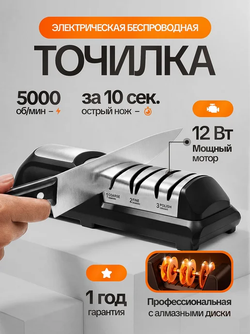 GUTMO Точилка для ножей электрическая профессиональная, черный