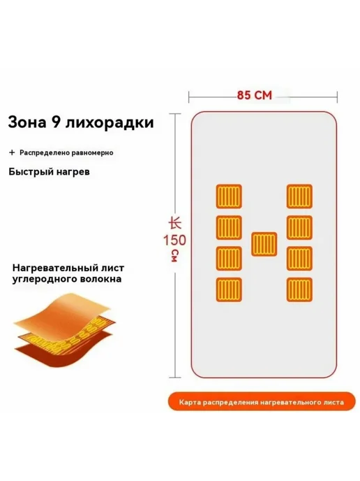 HousHold-goods24 Плед накидка электрический с подогревом, серый, фото 2