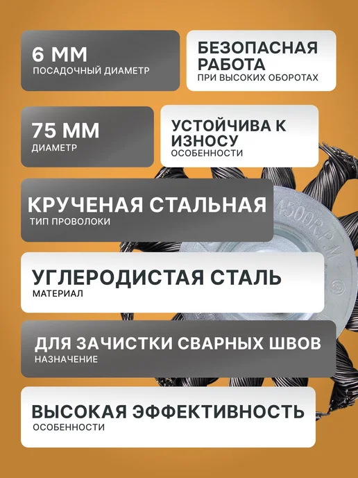 Щётка для дрели по металлу плоская — фото 2