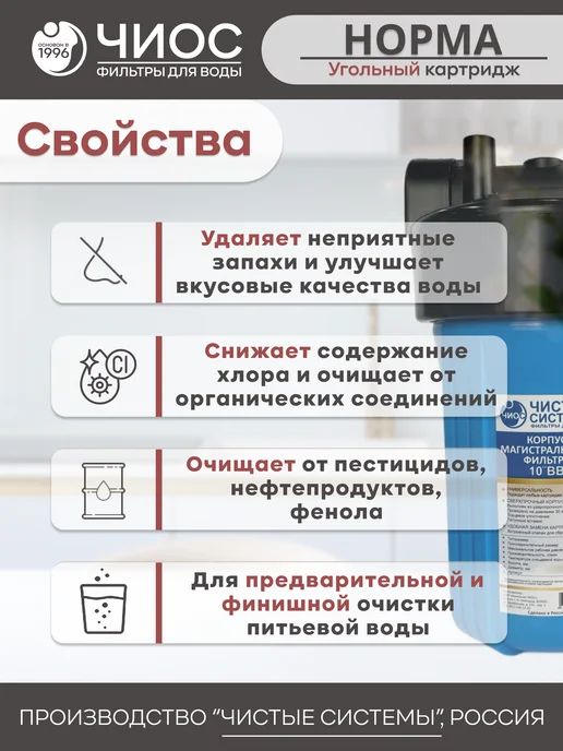Чиос Картридж для фильтра угольный СВС 10ВВ 5 микрон, вариант, фото 5