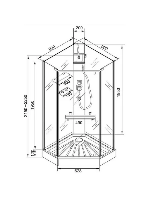 Cerutti spa Душевая кабина Chika 90x90 без гидромассажа, 90x90, фото 3