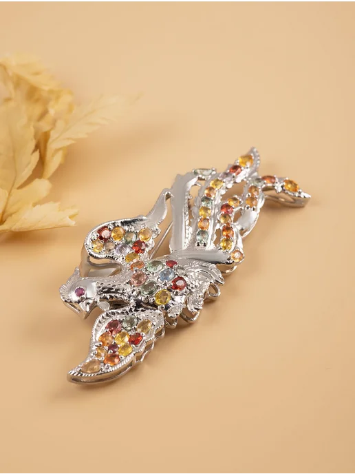 Milana silver Брошь серебро с сапфиром, серебристый, фото 2
