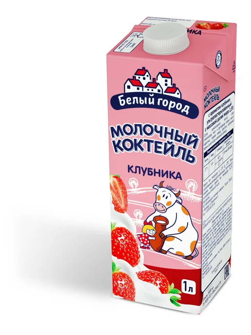 Белый город Коктейль молочный клубника 1.5%, 1л, 1 л