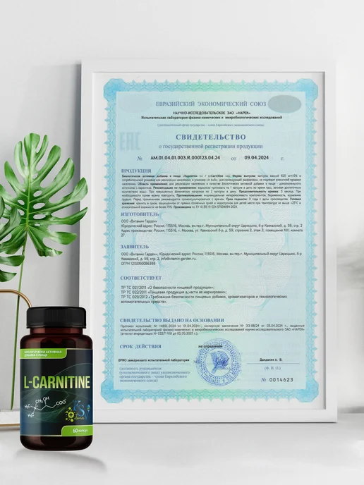KSV Vitamins L-карнитин (L-Carnitine), 60 капсул, 150 мл, фото 7