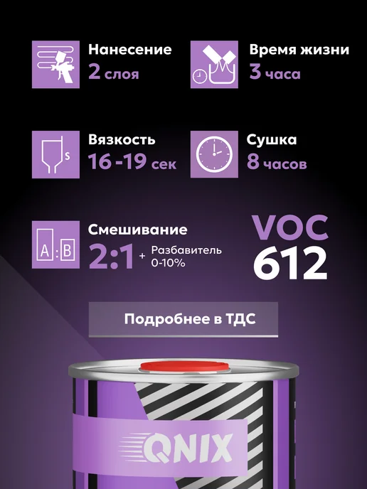 Автомобильный лак. QNIX HS 0,8л + Отвердитель HS 0,4л, 0,8 л, 0,4 л, фото 3