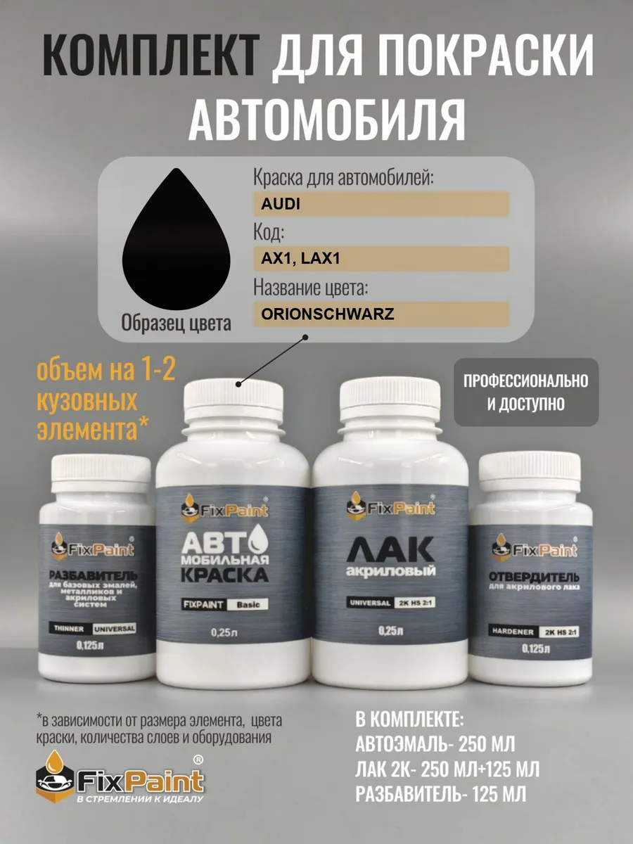 Краска AUDI, код AX1, LAX1, ORIONSCHWARZ