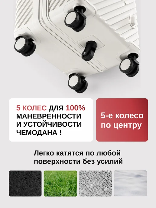 Xiaomi Чемодан M с широкой ручкой на колесах и c зарядкой, белый, фото 6
