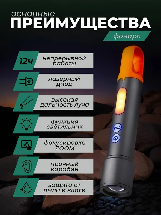 фонарь прожектор аккумуляторный кемпинговый на магнитах MINI, красный, фото 2