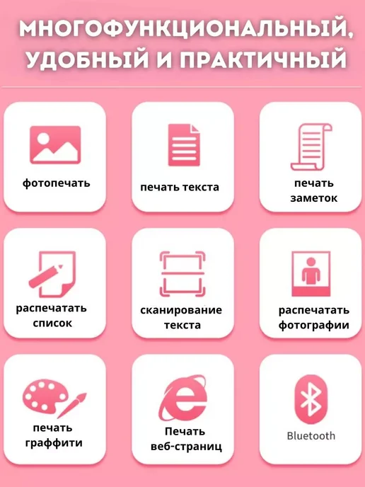 Портативный мини принтер для наклеек и фото, белый, в упаковке 500 г, фото 7
