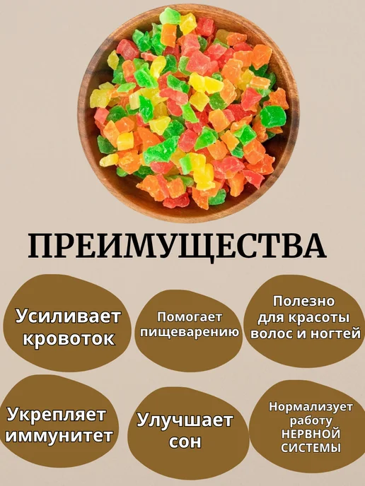 Цукаты ананас сушеный разноцветные кубики 1 кг, 1 кг, фото 2