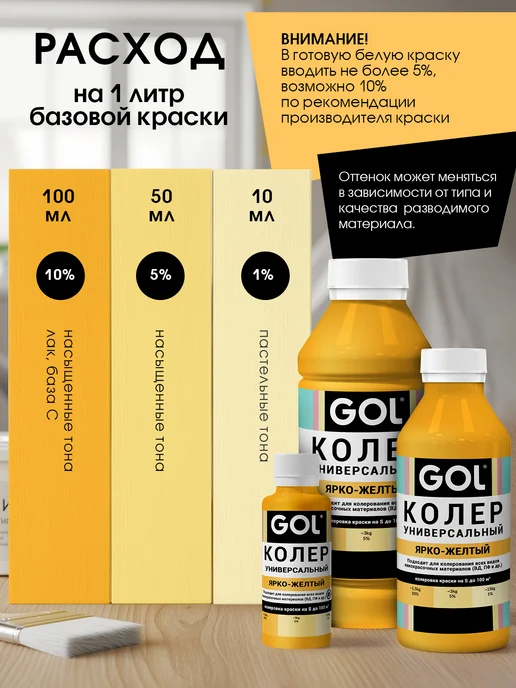 GOL Паста колеровочная Ярко-Желтая 100мл, 100 мл, фото 2