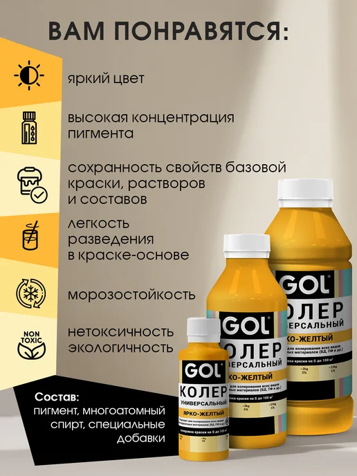 GOL Паста колеровочная Ярко-Желтая 100мл, 100 мл, фото 7