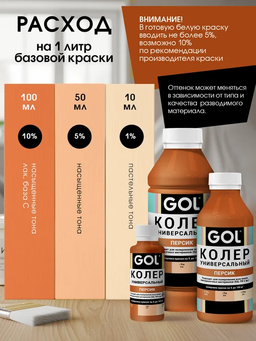 GOL Паста колеровочная Персик 100мл, 100 мл, фото 2