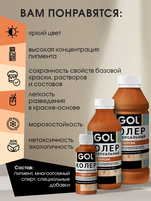 GOL Паста колеровочная Персик 100мл, 100 мл, фото 7