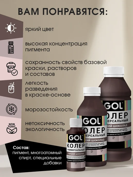 GOL Паста колеровочная Горький Шоколад 100мл, 100 мл, фото 7