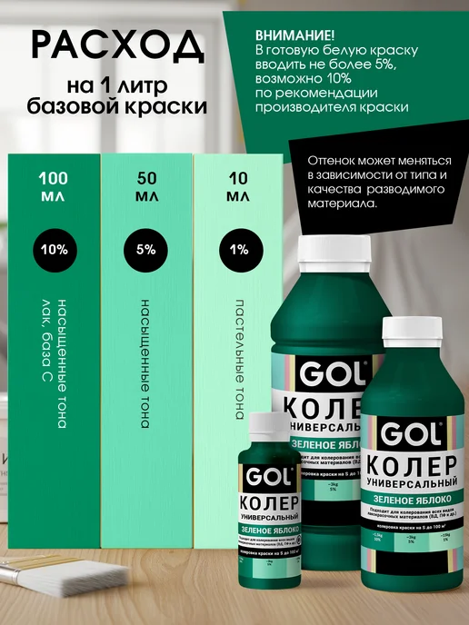 GOL Паста колеровочная Зеленое Яблоко 100мл, 100 мл, фото 2
