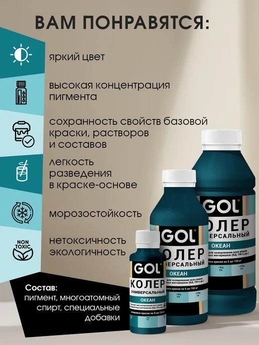 GOL Паста колеровочная Океан 100мл, 100 мл, фото 7