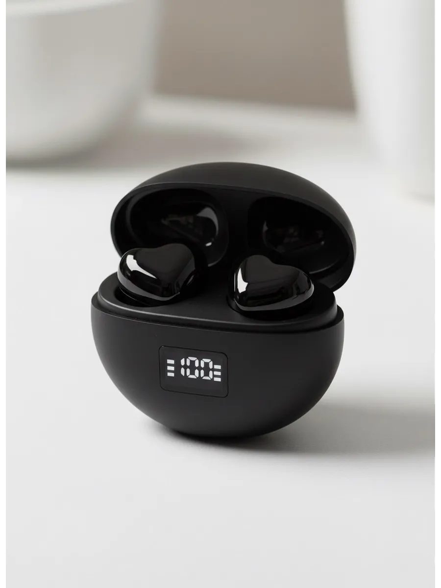 Беспроводные наушники сердце MINI с ИИ, чёрный