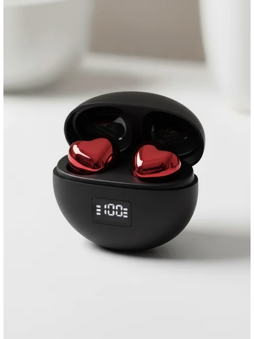Беспроводные наушники сердце MINI с ИИ, красный