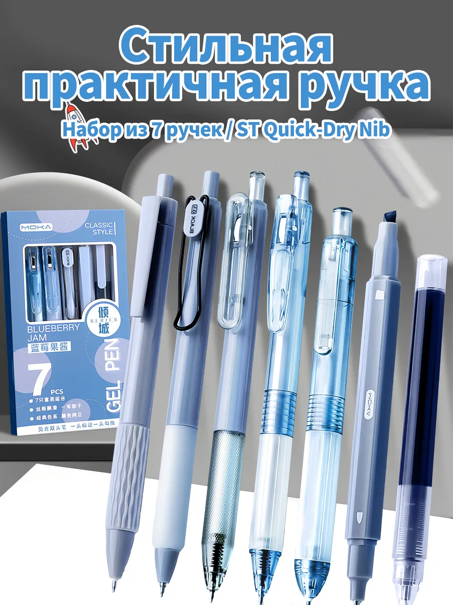 Набор гелевых ручек (Черничный Джем), 7 шт.