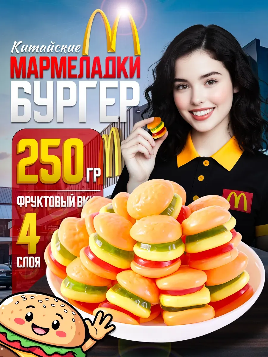 Мармеладные конфеты Бургер - 250 гр