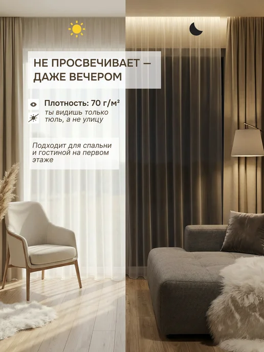 Florecita Тюль в гостиную 300х250 готовая на ленте вуаль, 300x250, фото 2