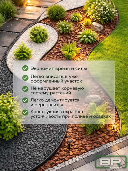 Best Room Бордюр садовый пластиковый для дачи высота 80мм, черный, фото 5
