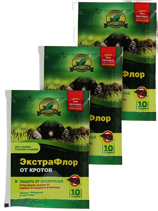 Доктор Грин ЭкстраФлор 10 гр средство от кротов, биопрепарат, 10 г, 3 шт