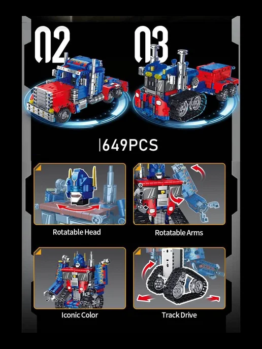 LEGO Конструктор Трансформер-Грузовик Робот 3в1 651 деталь, серый, фото 3