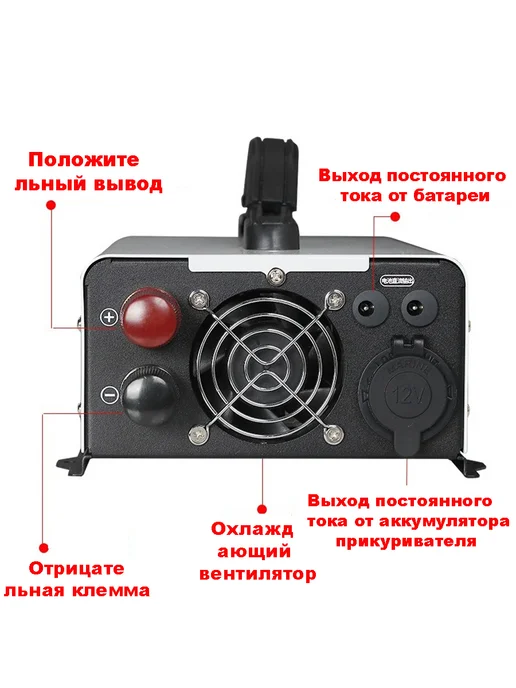 Автомобильный инвертор 12В 3100Вт, 3100 Вт, фото 5