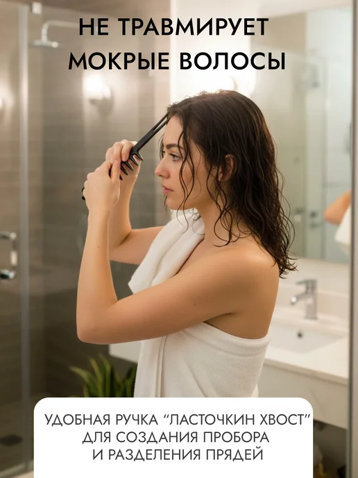 Weisen Расческа для волос широкозубая Ласточкин хвост, 19 см, черный, фото 3