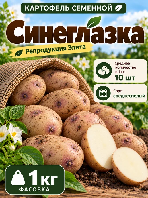 Myfanza Картофель семенной Синеглазка, 1 кг, 1 кг