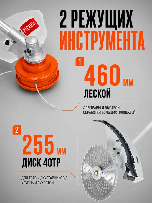 Триммер бензиновый для травы мощный БТР-1500П — фото 4