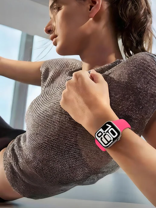 Ремешок силиконовый для Apple Watch 42, 44, 49 мм 1-10 SE, красный, фото 3