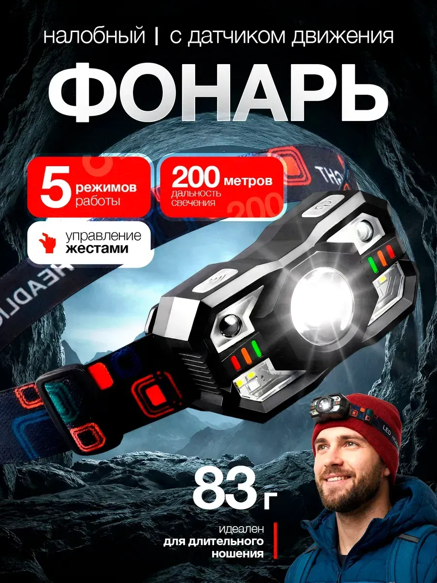 Налобный фонарь аккумуляторный OS-009