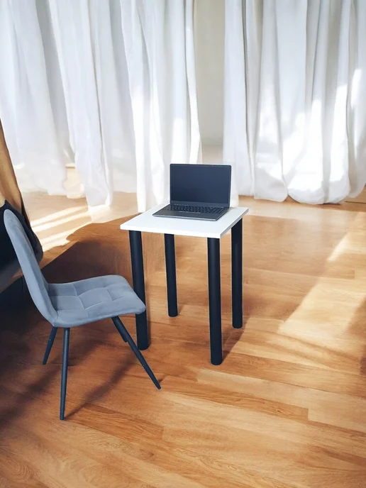 RostovStol Письменный стол цвет Белый, 90*70 см. Ножки черные, 50x50 см