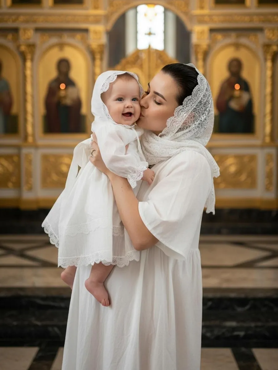 Платье крестильное с капюшоном для девочки
