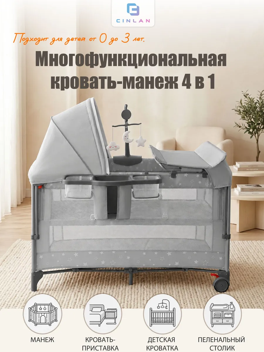Кроватка приставная для новорожденного манеж
