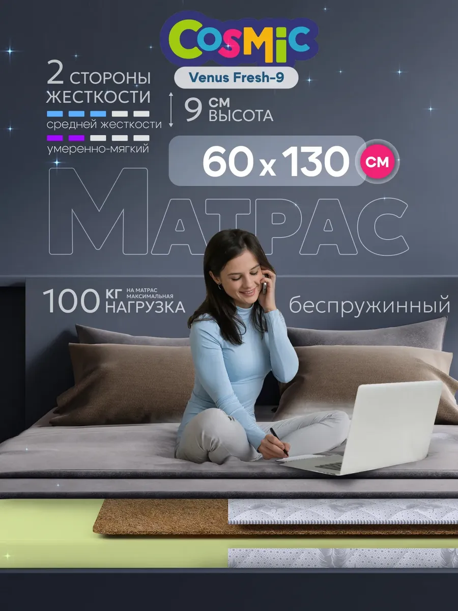 Матрас детский 60х130 беспружинный на кровать