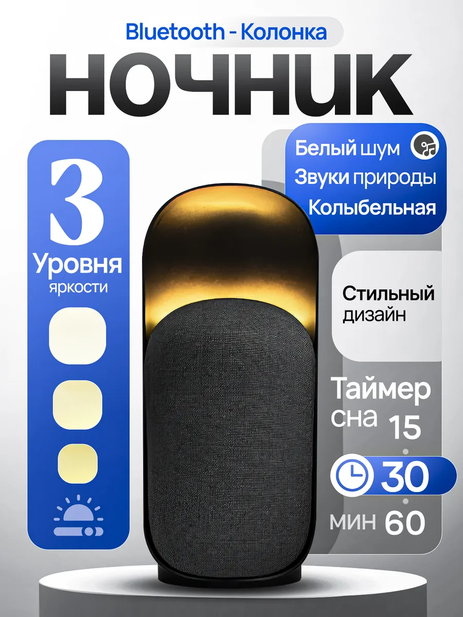 Ночник для новорожденных с белым шумом, блютуз колонка