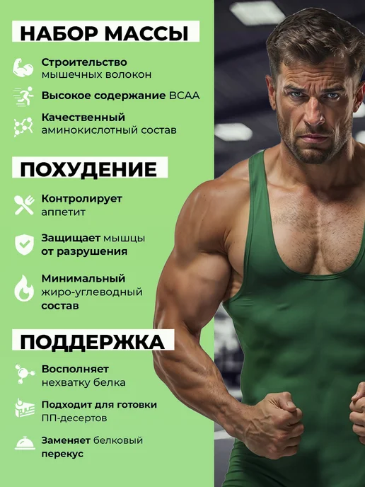БезВреда Протеин многокомпонентный комплекс белков натуральный, 900 мл, фото 2