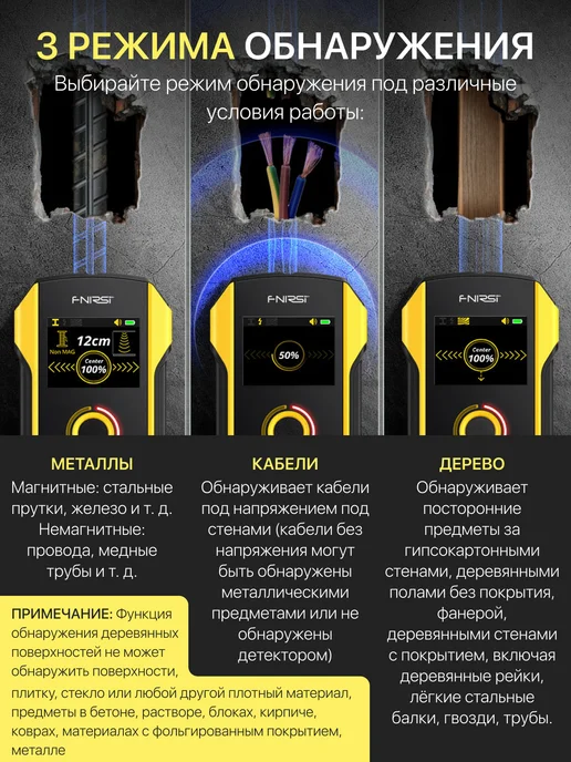 Детектор скрытой проводки Fnirsi wd - 02, желтый, фото 3